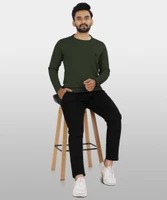 Men's Solid Round Neck Polyester T-Shirt – Green | Lightweight, Quick-Dry, Activewear Fit - Image 4