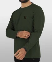 Men's Solid Round Neck Polyester T-Shirt – Green | Lightweight, Quick-Dry, Activewear Fit - Image 2