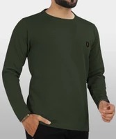 Men's Solid Round Neck Polyester T-Shirt – Green | Lightweight, Quick-Dry, Activewear Fit - Image 5