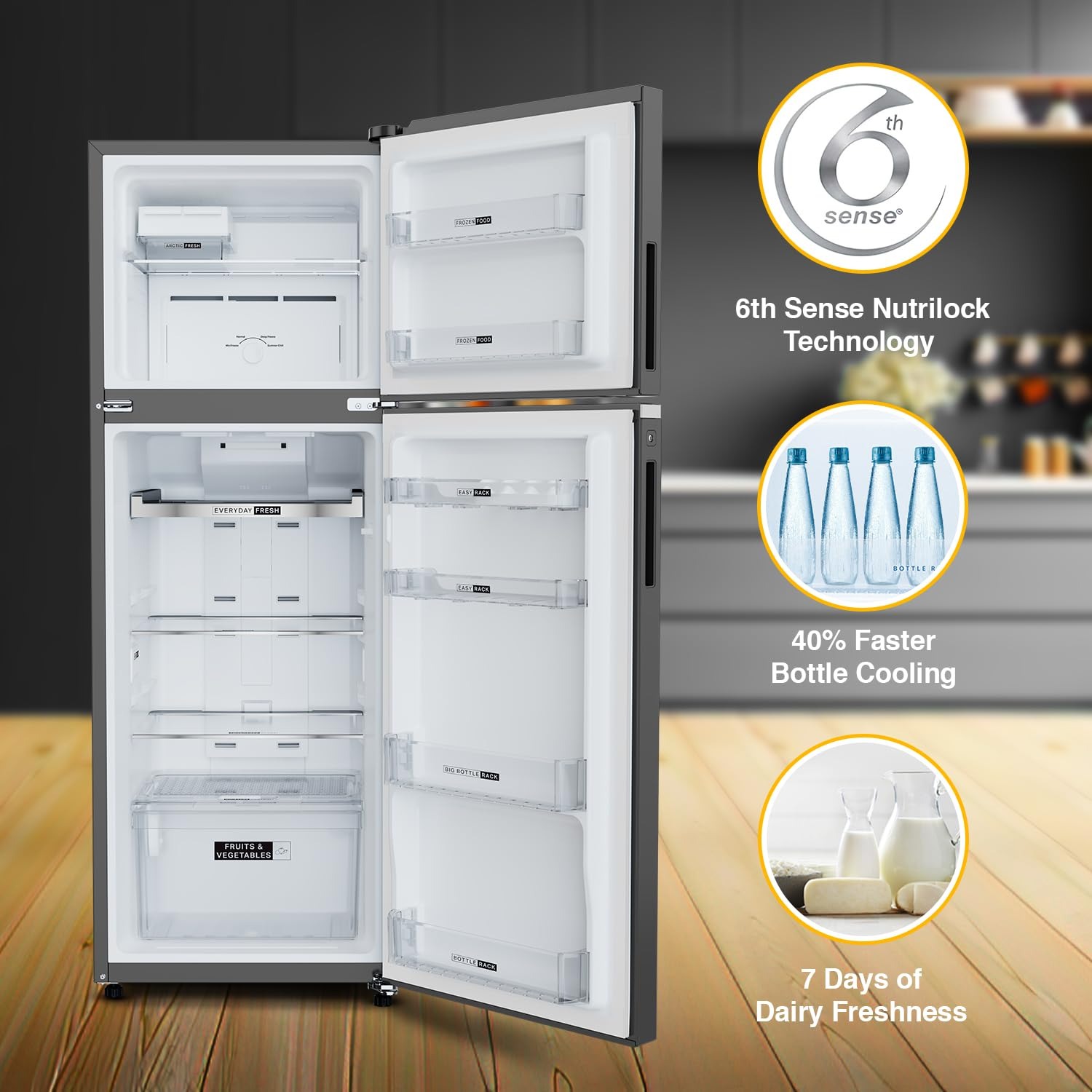 Whirlpool 327 L 3 Star Convertible Frost Free inverter Double Door Refrigerator (IF INV 375 ILLUSIA STEEL(3S) CONV-TL) - Image 2