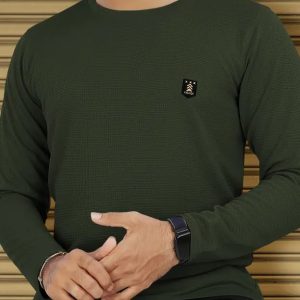 Men's Solid Round Neck Polyester T-Shirt – Green | Lightweight, Quick-Dry, Activewear Fit